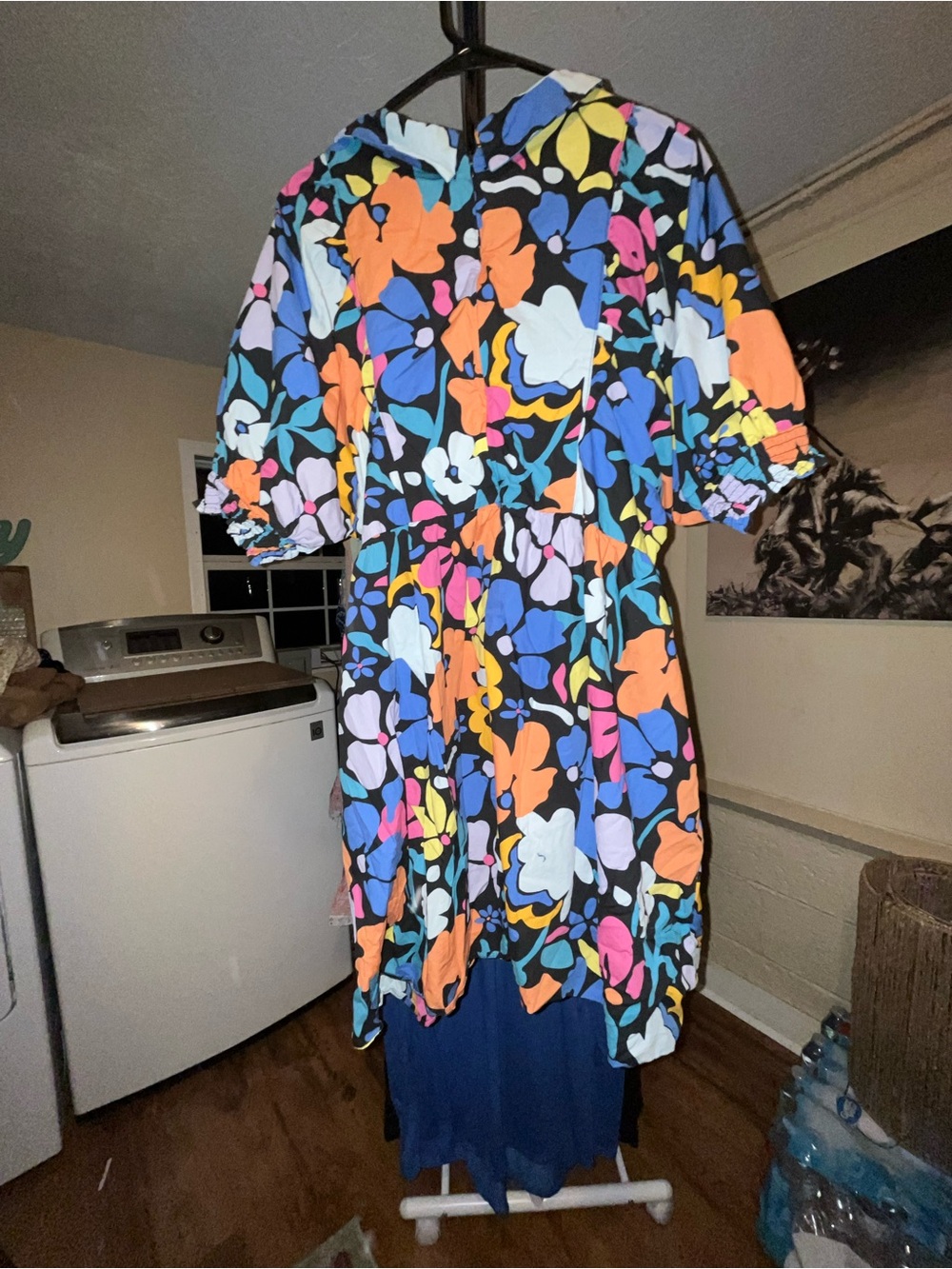 Floral Print Lightweight Women's dress - Black Multicolor